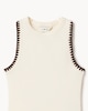 image 5 of F&F Girls Cotton Rich Ribbed Contrast Vest in Cream