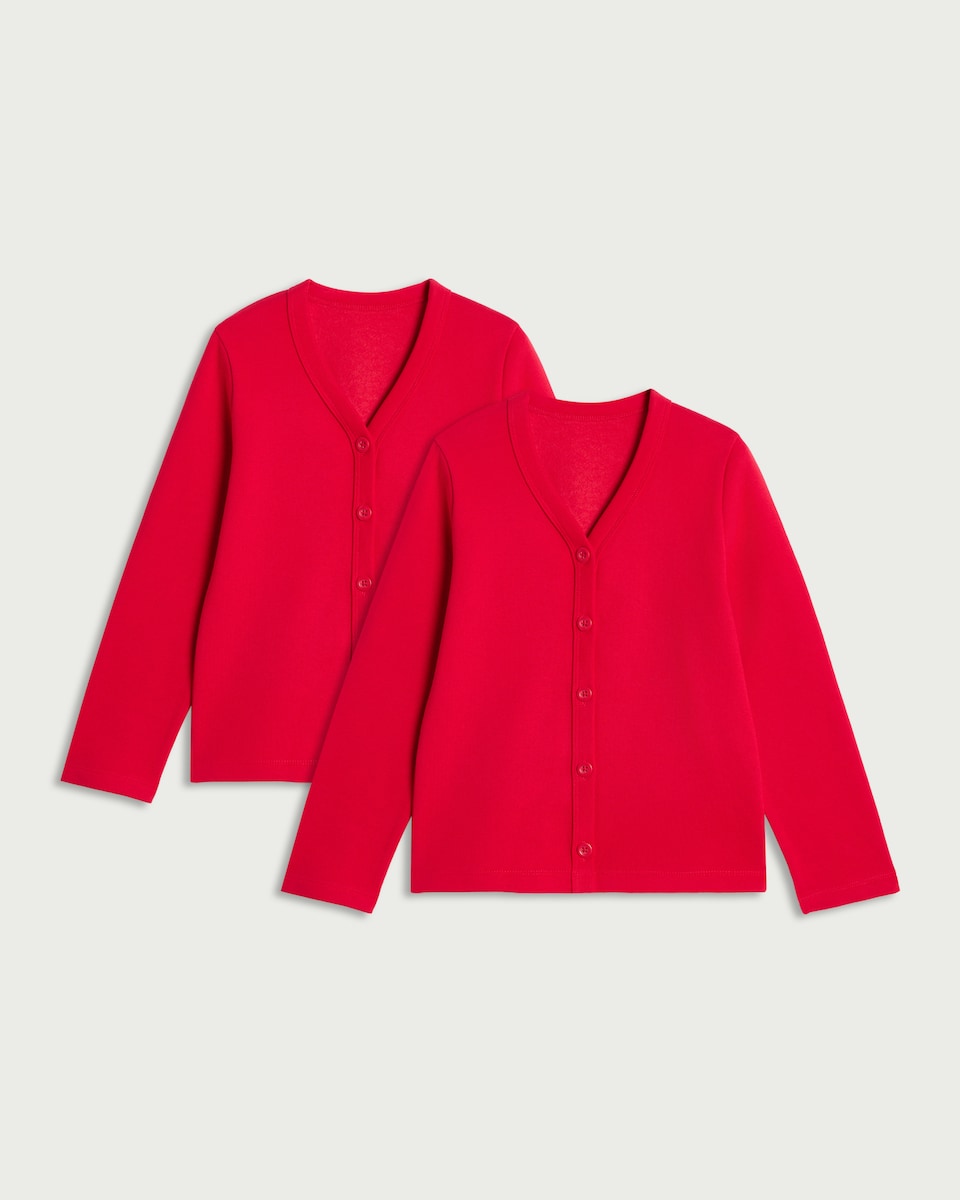 image 1 of F&F School Unisex 2-Pack Cotton Rich Sweat Cardigans in Red