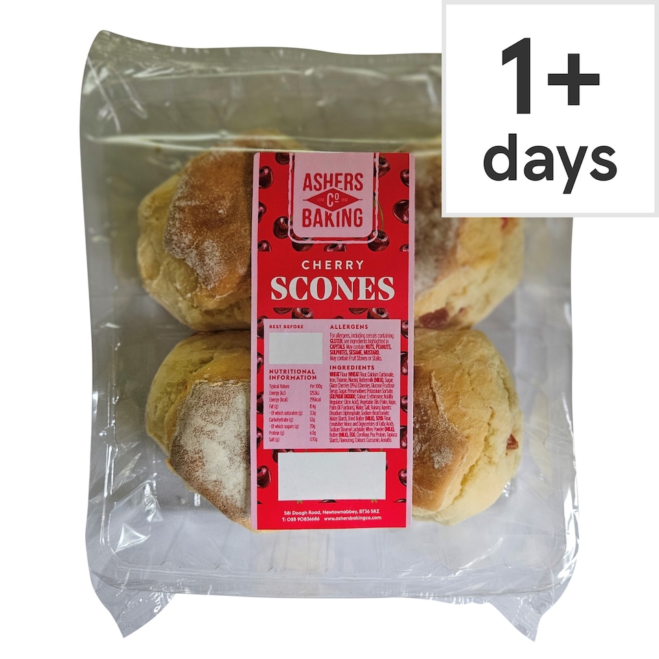 Ashers Baking Co Cherry Scones 4 Pack