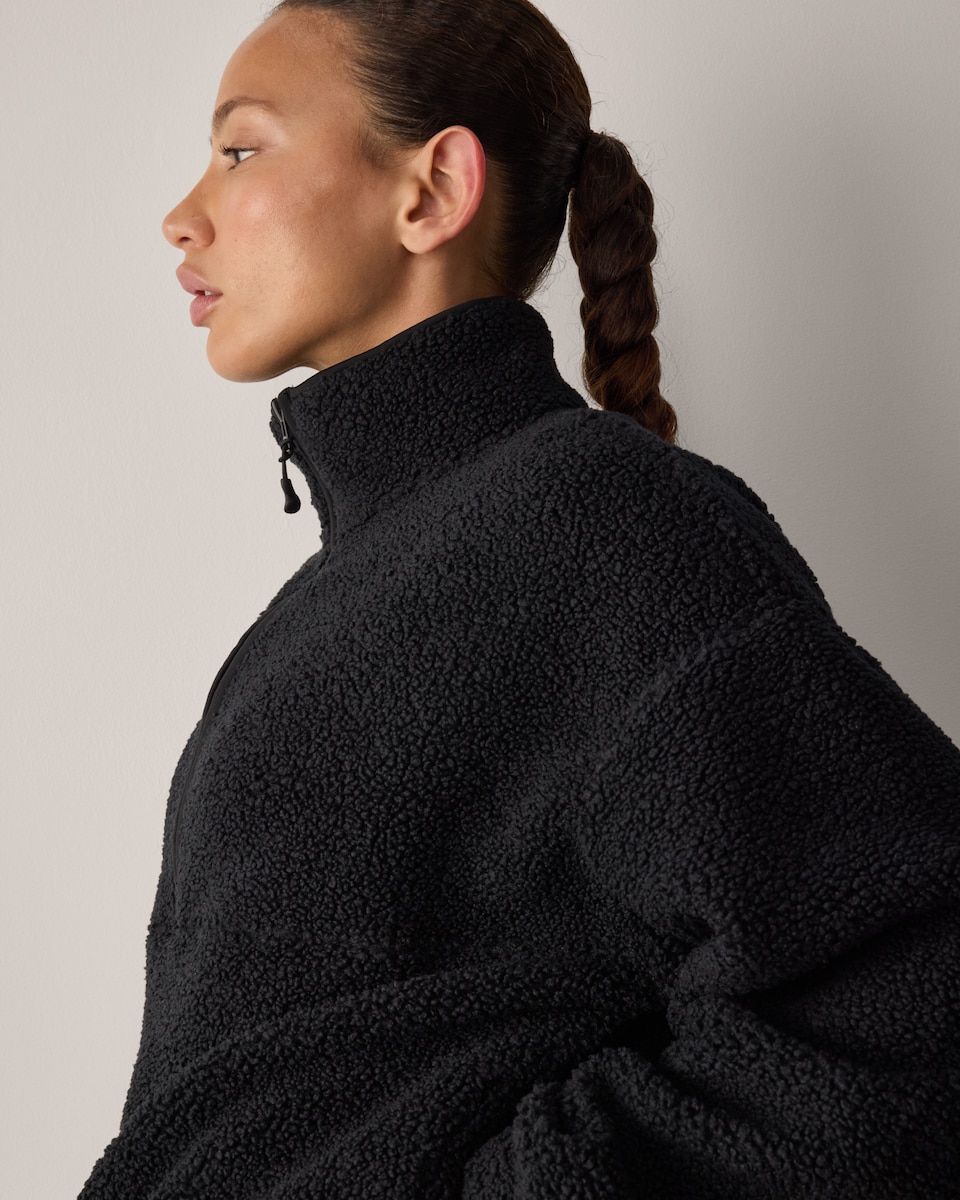 image 1 of F&F Active Fleece Half Zip Jacket in Black
