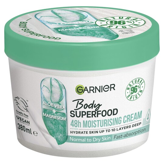 Garnier Body Cream Superfood Moisturising Aloe Vera 380Ml Tesco Groceries