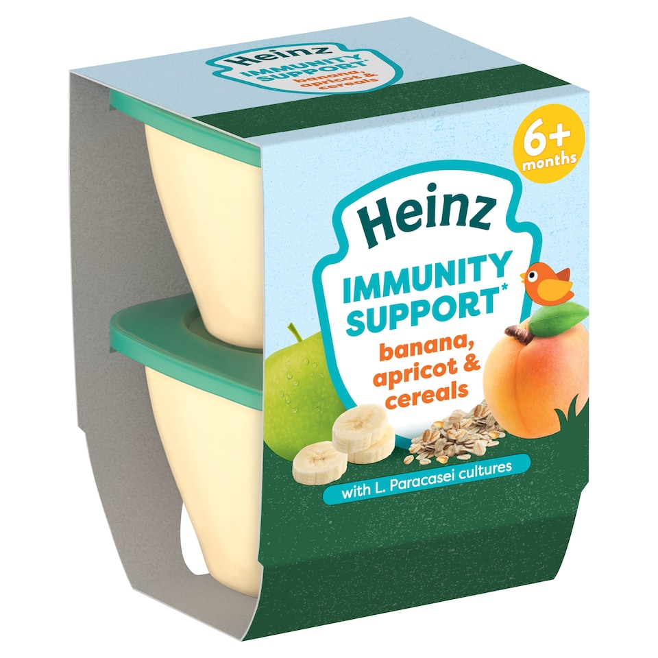 image 1 of Heinz Immunity Support Banana Apricot and Cereals Pot 6m+ 2 x 100g