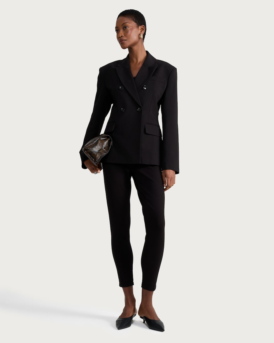 image 1 of F&F Ponte Tailored Fitted Trousers in Black