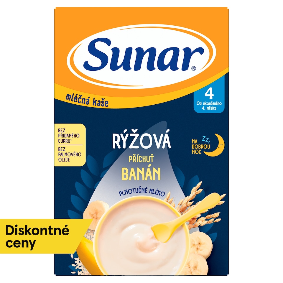 obrázok 1 z Sunar mliečna ryžová kaša na dobrú noc banánová 210 g