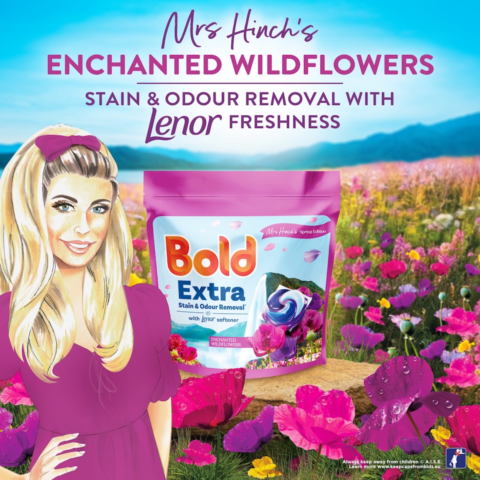 image 1 of Bold Extra Laundry Detergent Liquid Pods Enchanted Wildflowers 52 Washes 1206.4g