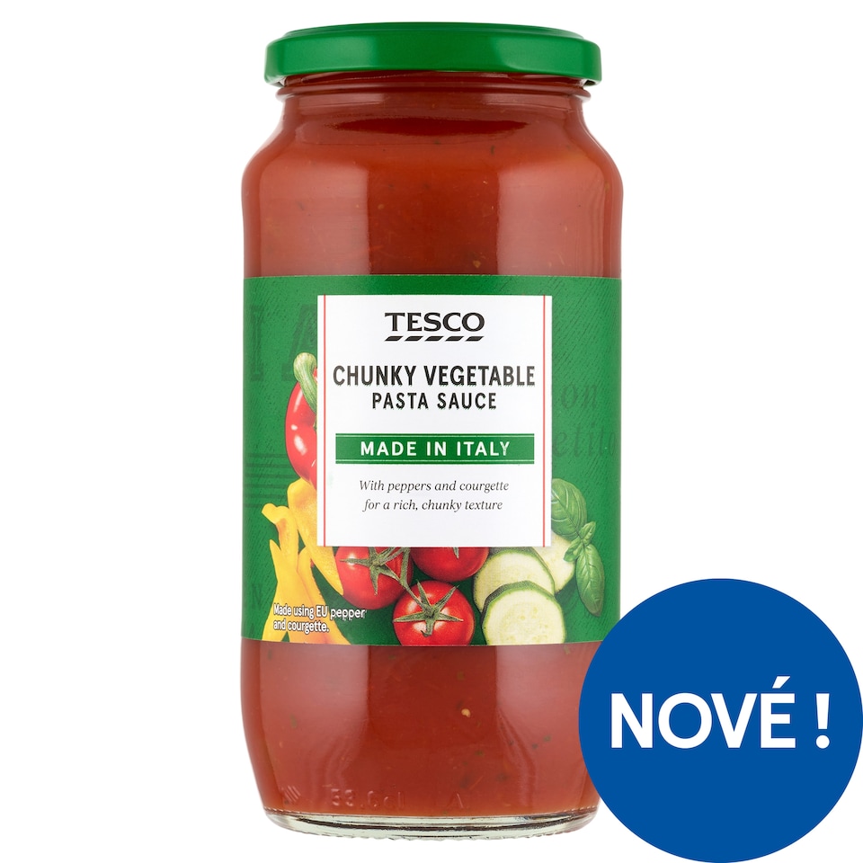 Tesco Hotová rajčatová omáčka s paprikami a cuketou 500g