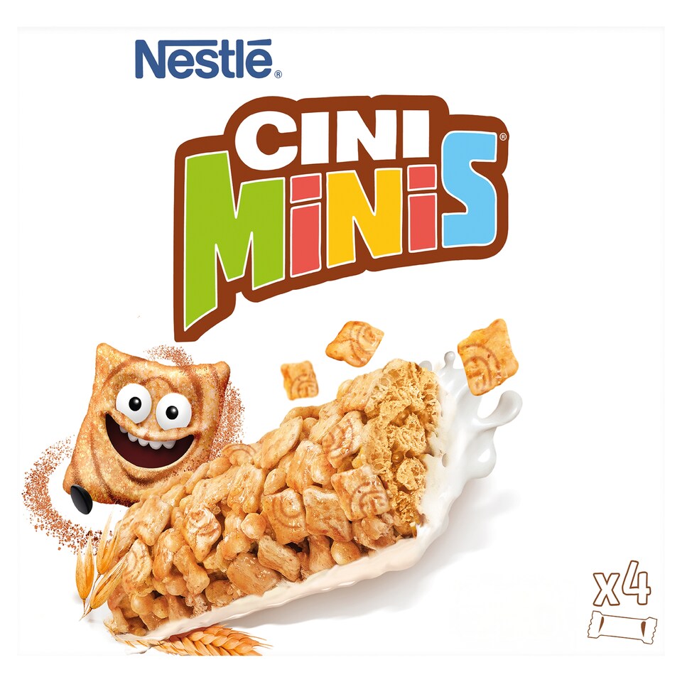 Nestlé CINI-MINIS raňajková cereálna škoricová tyčinka, polomáčaná v bielej poleve 4 x 25 g