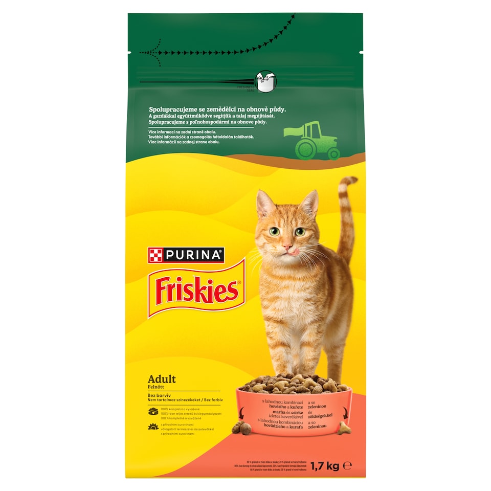 Purina Friskies marhával, csirkével és zöldségekkel száraz macskaeledel 1,7 kg