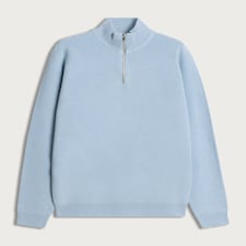 F&F Knitted Ribbed Half Zip Jumper in Blue
