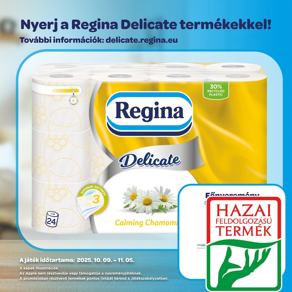 Regina Delicate Calming Chamomile toalettpapír 3 rétegű 24 tekercs