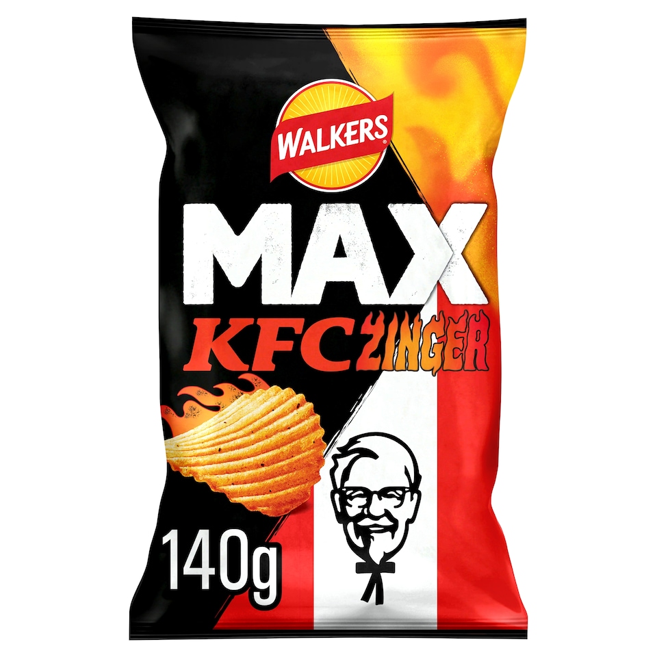 image 1 of Walkers MAX KFC Zinger Flavour Ridged Potato Crisps 140g