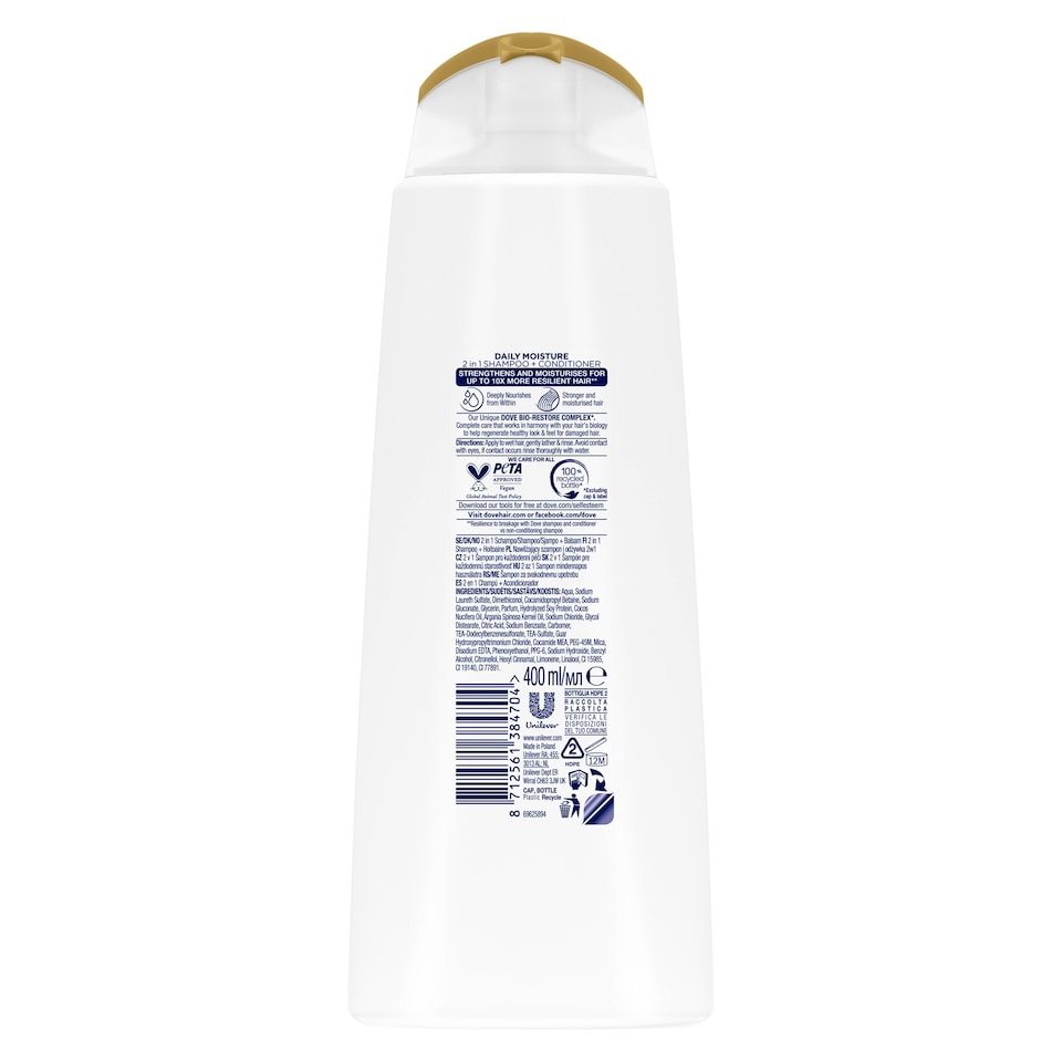 image 1 of Dove Daily Moisture 2 In 1 Shampoo & Conditioner 400Ml