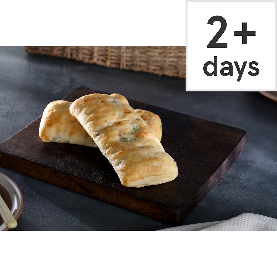 image 1 of Tesco Finest Halkidiki Olive Focaccia Panini 2 Pack