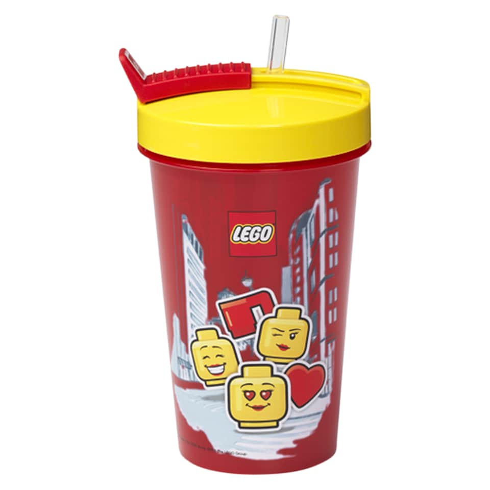 image 1 of Lego Tumbler with Straw Transparent Red Iconic Girl 500 ml
