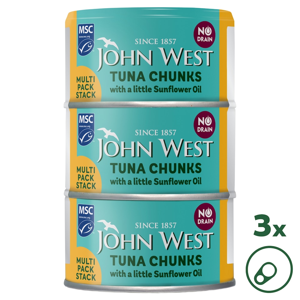 image 1 of John West No Drain Tuna Chunks with a Little Sunflower Oil MSC 3x100g