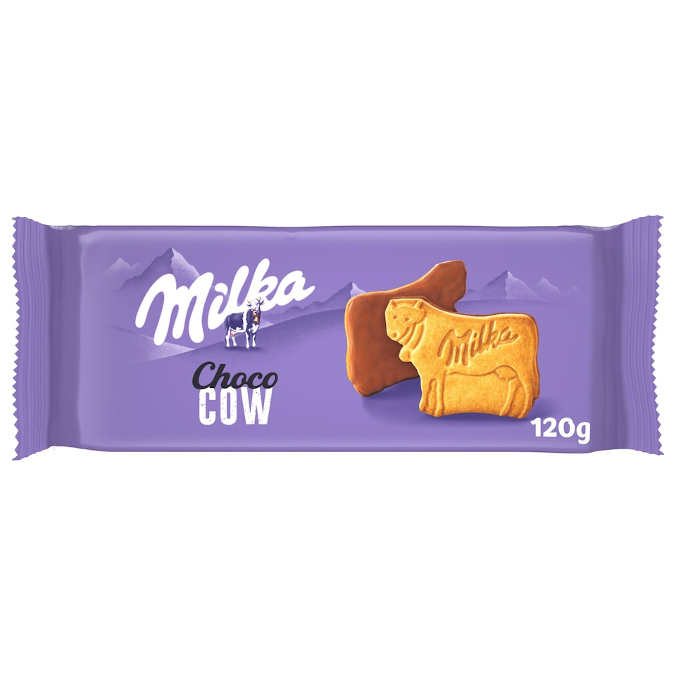 Milka sušenky Choco Cow polomáčené, mléčná čokoláda 120g