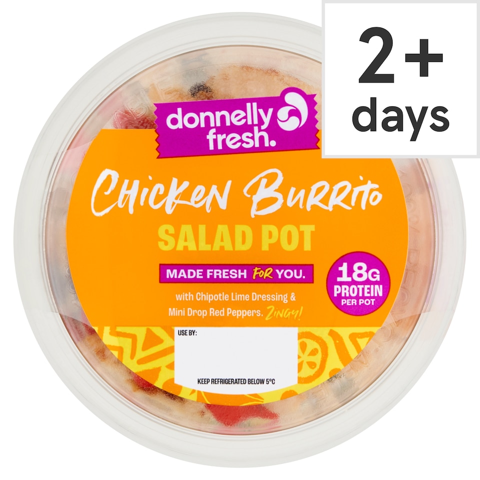 donnelly fresh chicken burrito salad 290g