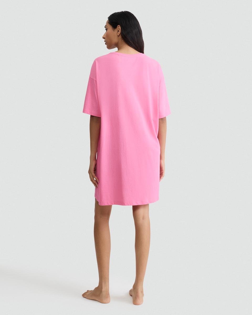 image 1 of F&F Pure Cotton Santa Baby Foil Slogan Nightdress in Pink