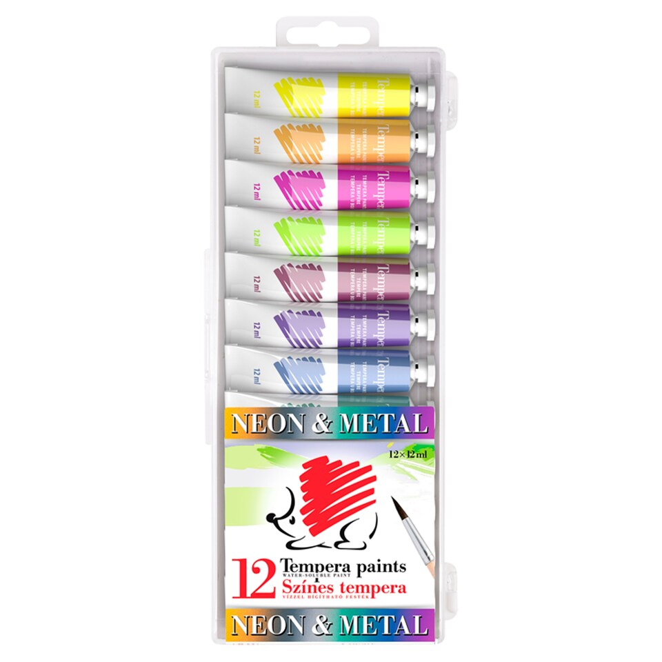 ICO Süni neon és metál színes tempera 12 x 12 ml