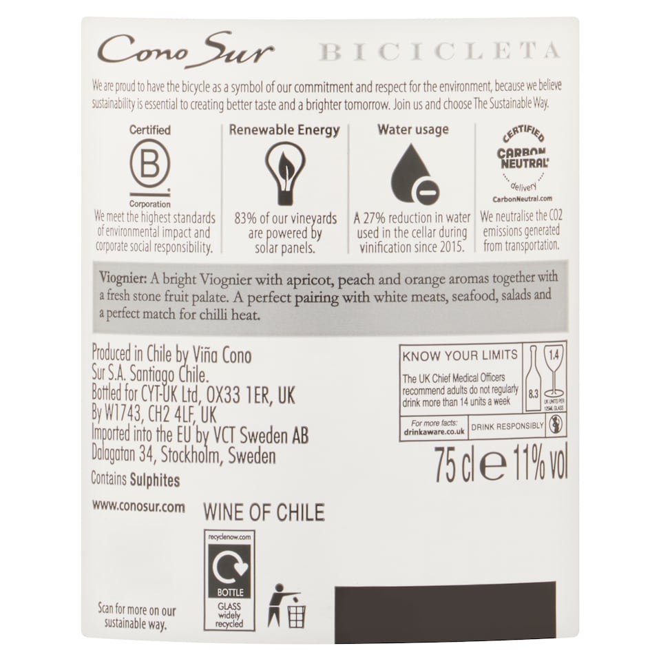 image 1 of Cono Sur Bicicleta Viognier 75Cl