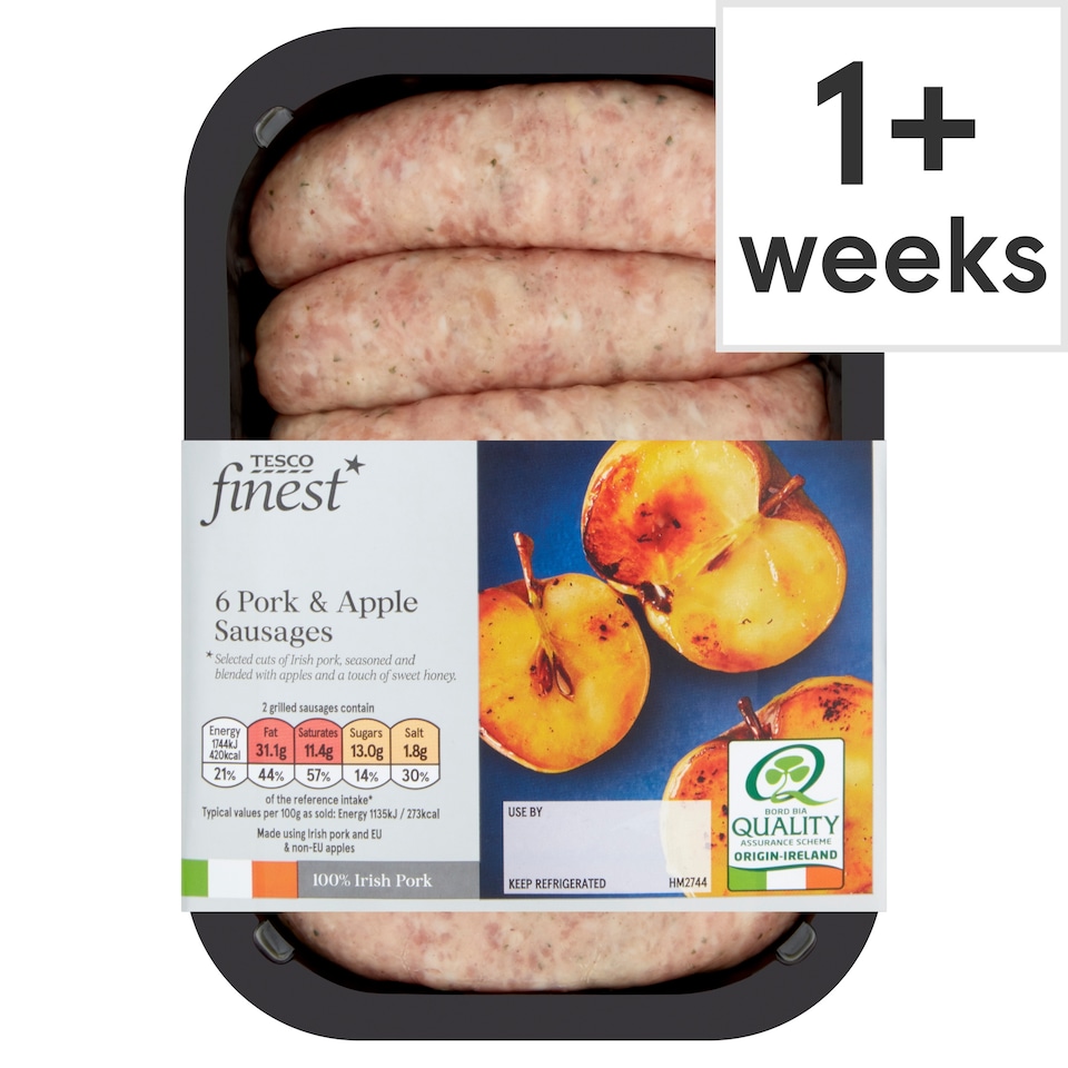 Tesco Finest* 6 Irish Pork And Apple Sausages 454G