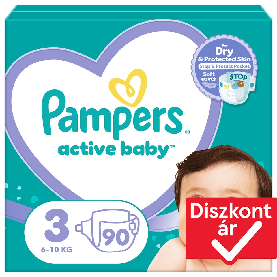 Pampers Active Baby Pelenka, Méret: 3, 90 db Pelenka, 6kg-10kg 1. kép