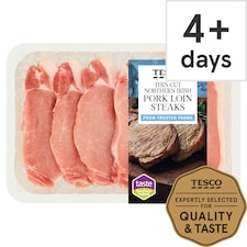 Tesco Thin Cut Pork Loin Steaks 6 Pack 600G