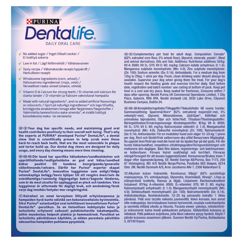 image 1 of Purina Dentalife Medium Dog Chews 24 Sticks 552G