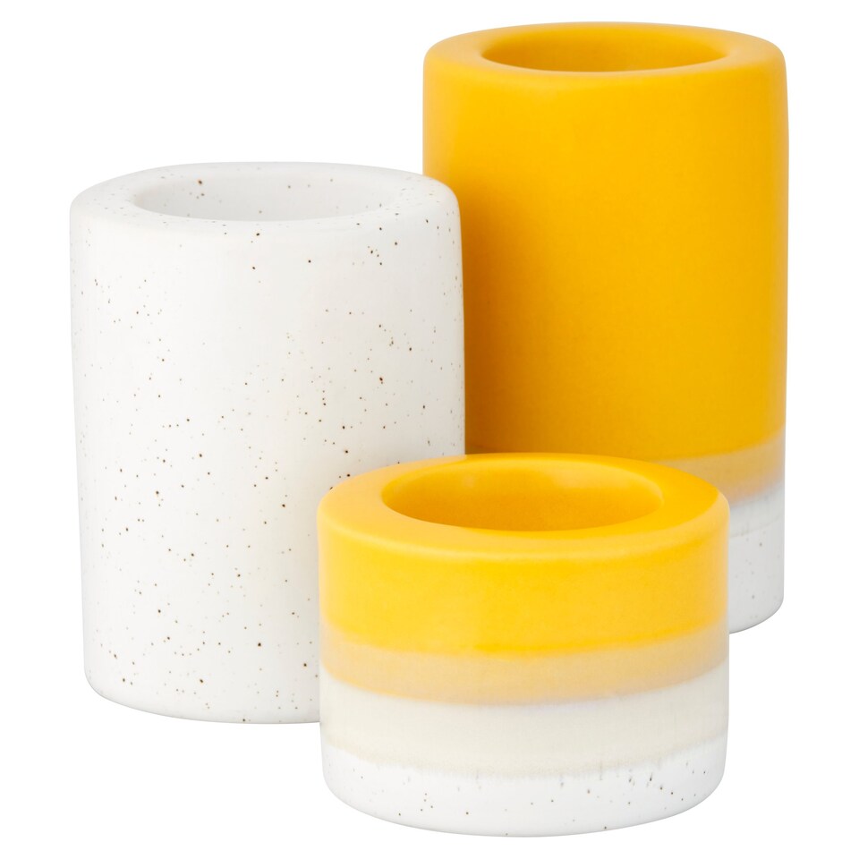 Fox & Ivy Yellow Tealight Holder Set Of 3 Tesco Groceries