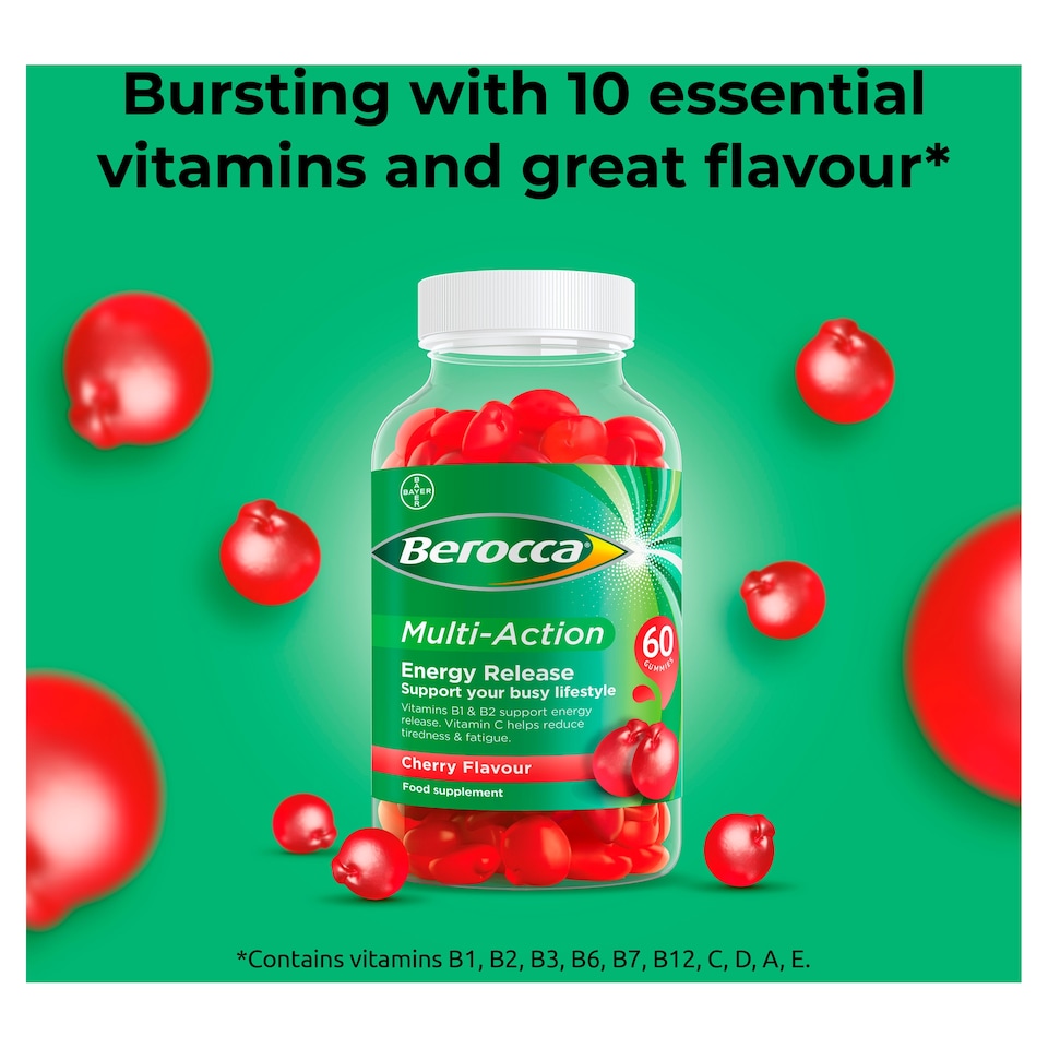 image 1 of Berocca Multi-Action Vitamin C Gummies - Cherry Flavour 60s