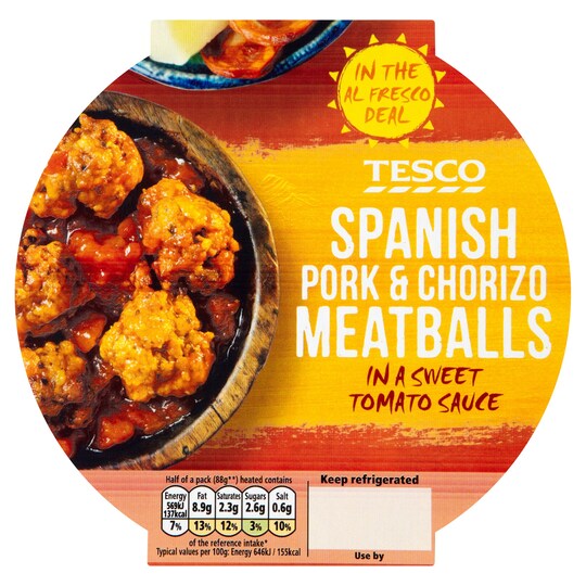 Tesco Al Fresco Spanish Meatballs 180G Tesco Groceries