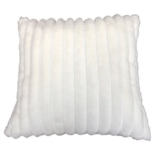 F&F Home Ribbed Faux Fur Cushion White
