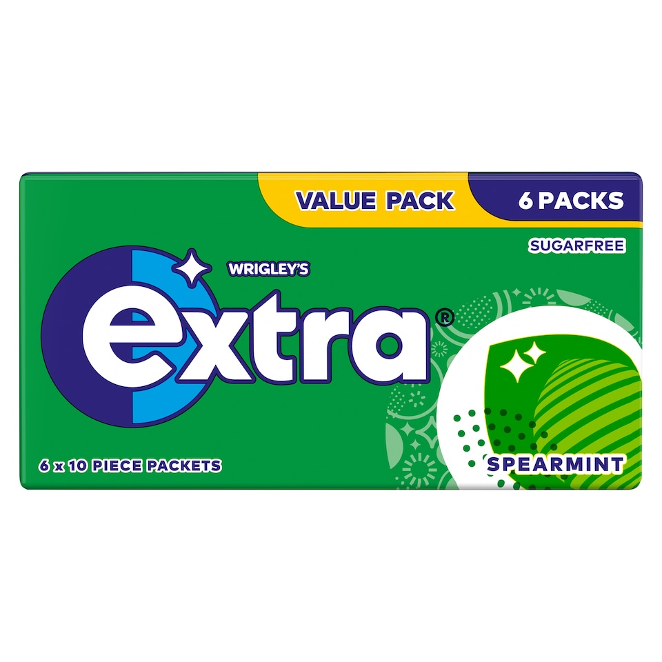 Extra Spearmint Sugarfree Chewing Gum Multipack 6x10 Pieces