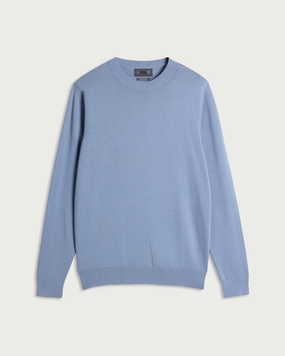 image 1 of F&F Pure Cotton Crew Neck Jumper in Blue