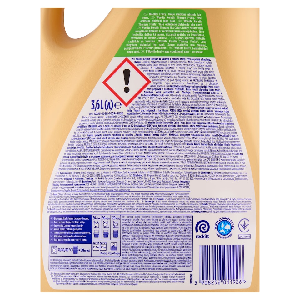 obrázok 1 z Woolite Keratin Therapy Fruity tekutý prací prípravok s keratínom na farebnú bielizeň 60 praní 3,6 l