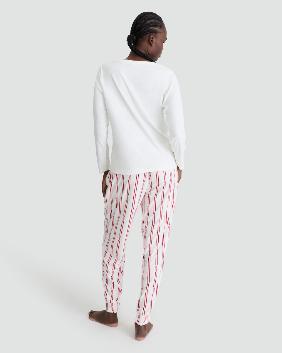 image 1 of Coca-Cola Holidays Are Coming Pyjama Set in Multi White