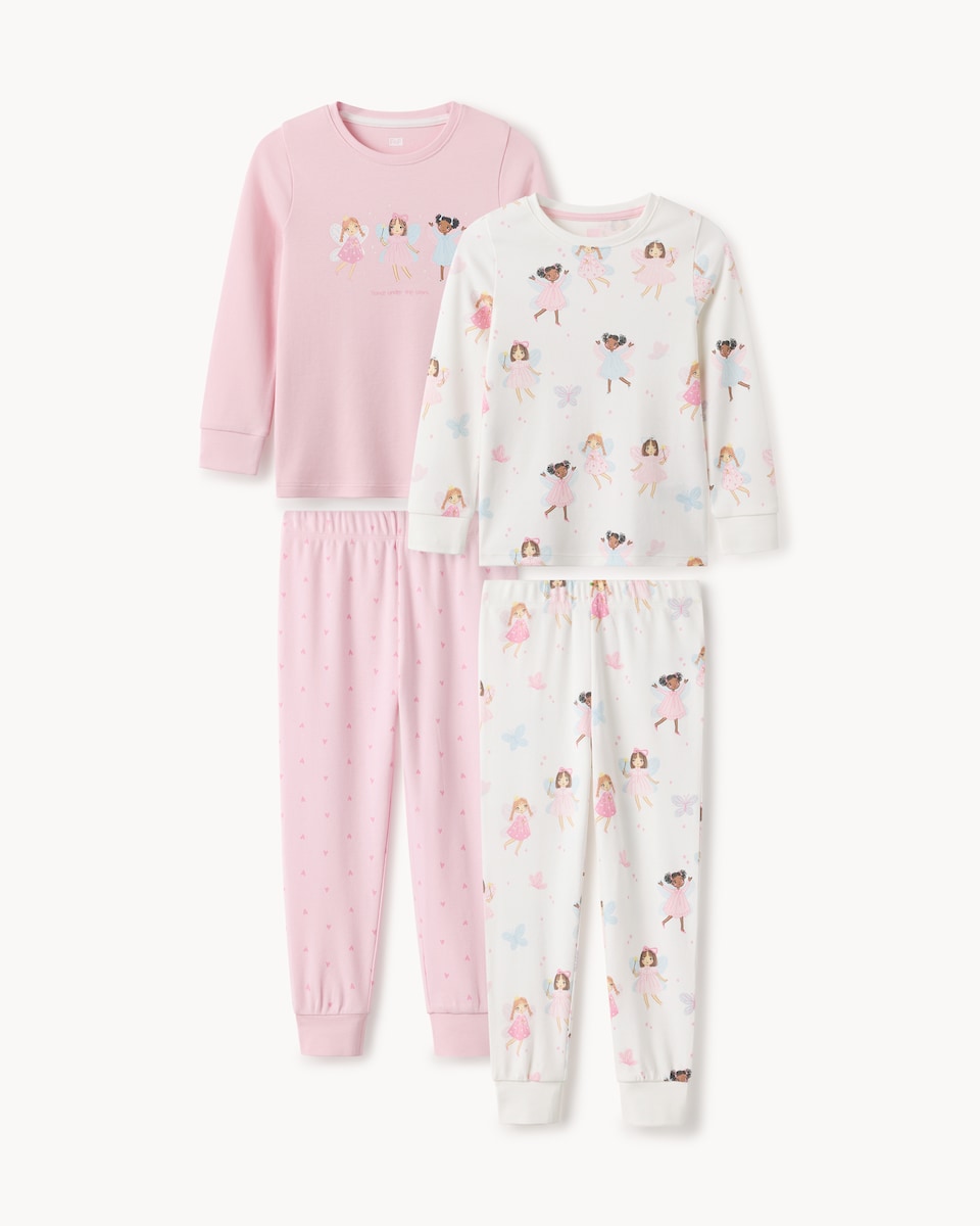 image 1 of F&F Girls 2-Piece Pure Cotton Fairy Pyjama Sets in Multi