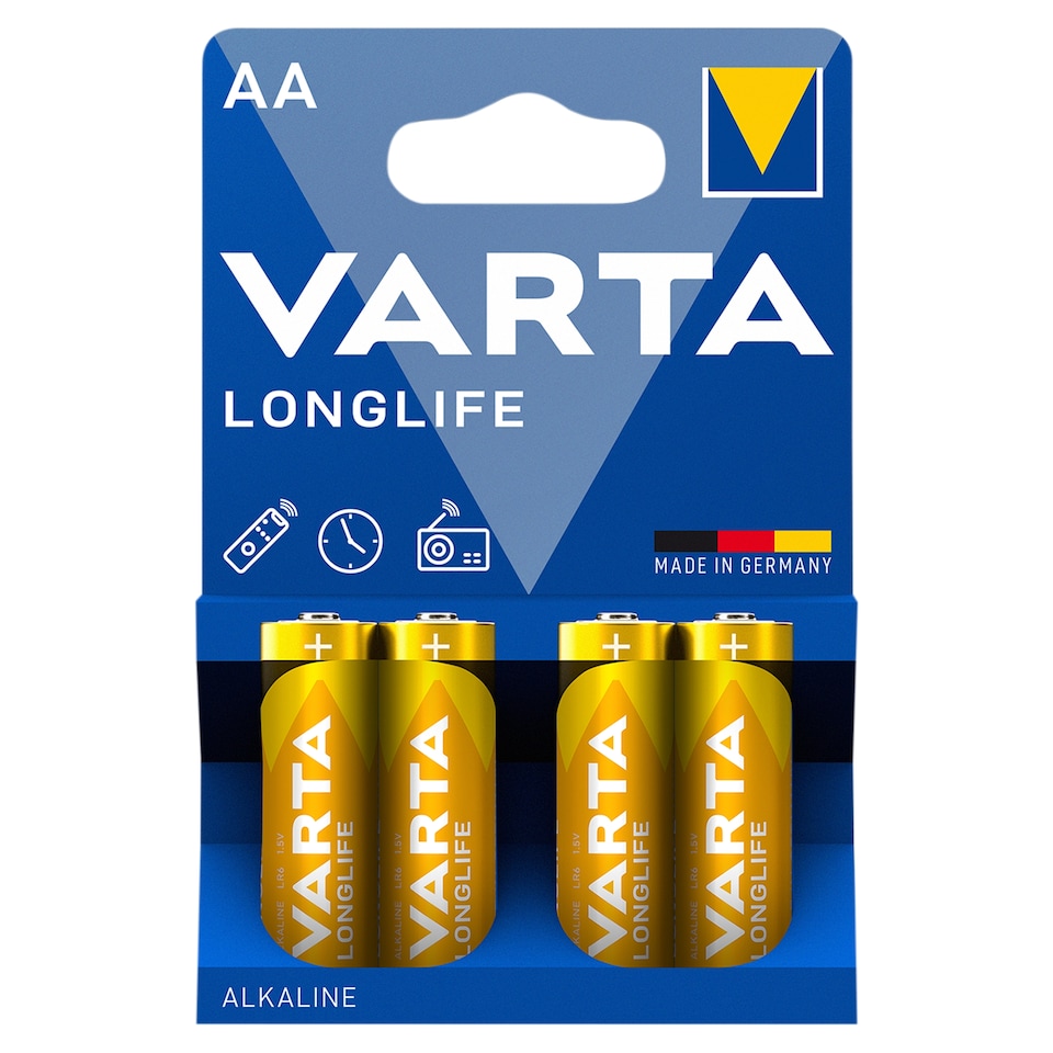 image 1 of VARTA Longlife AA Alkaline Batteries 4 pcs
