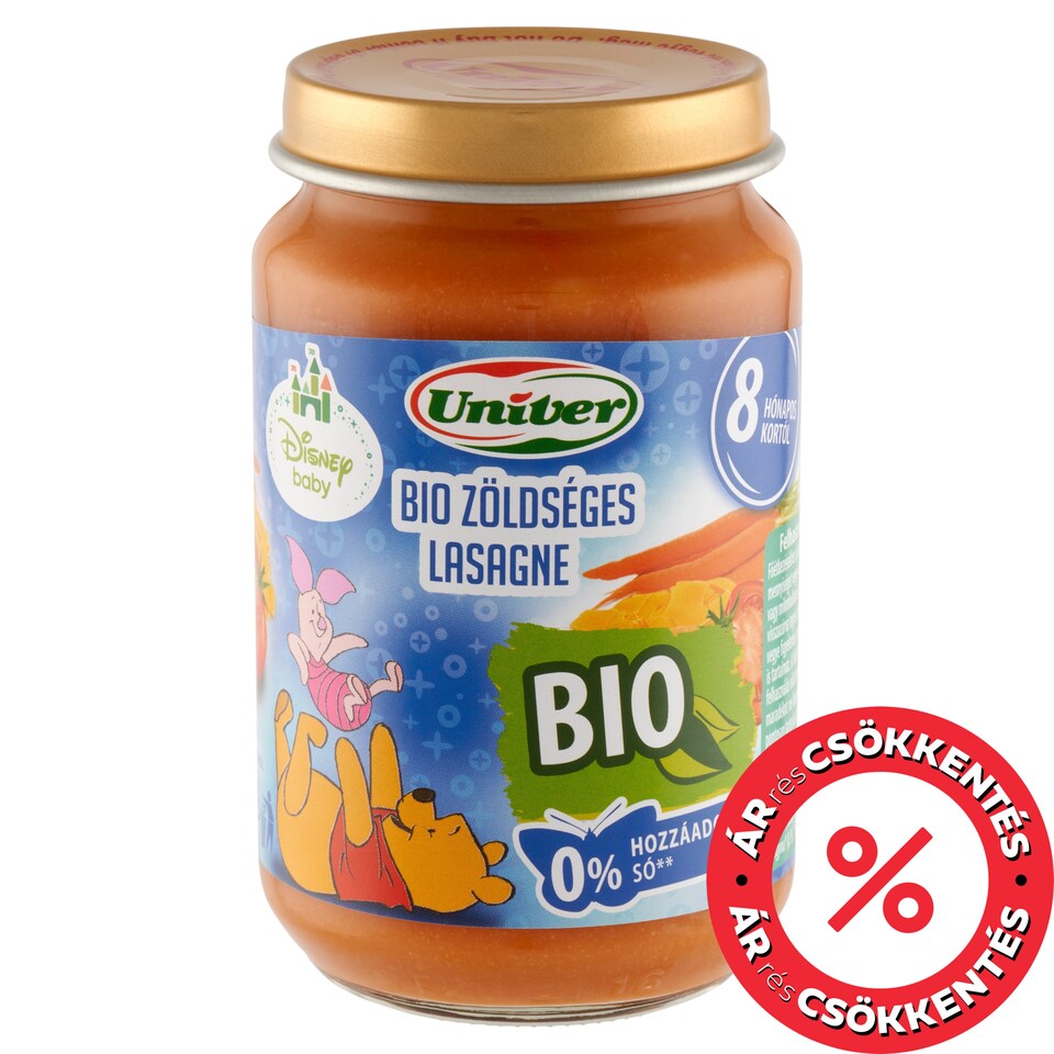 Univer Disney Baby bio zöldséges lasagne bébiétel 8 hónapos kortól 163 g