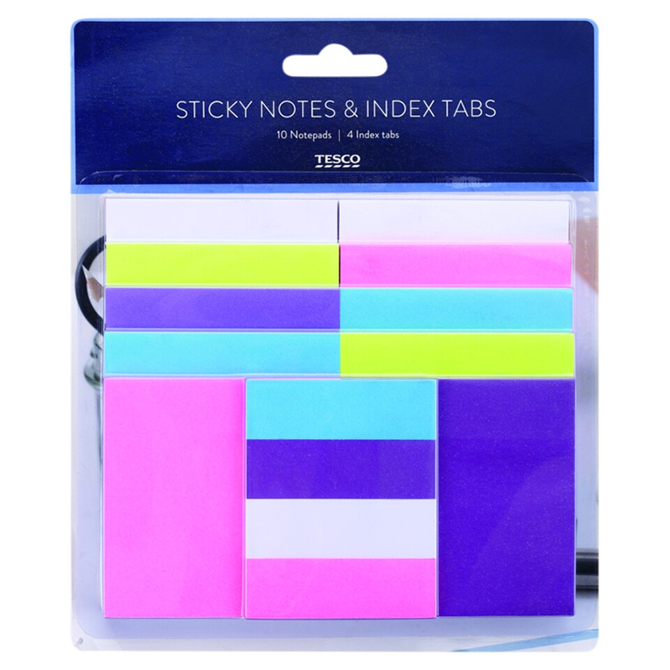 Tesco öntapadós jegyzetek és indexfülek