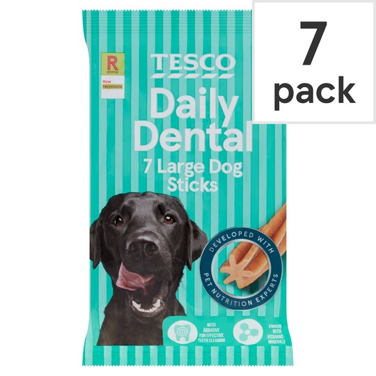 Tesco 7 Dental Sticks For Large Dogs 270G Tesco Groceries