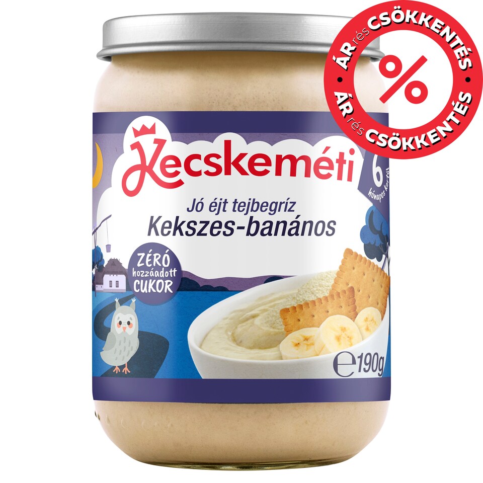 Kecskeméti Jó éjt tejbegríz kekszes-banános bébidesszert 6 hónapos kortól 190 g