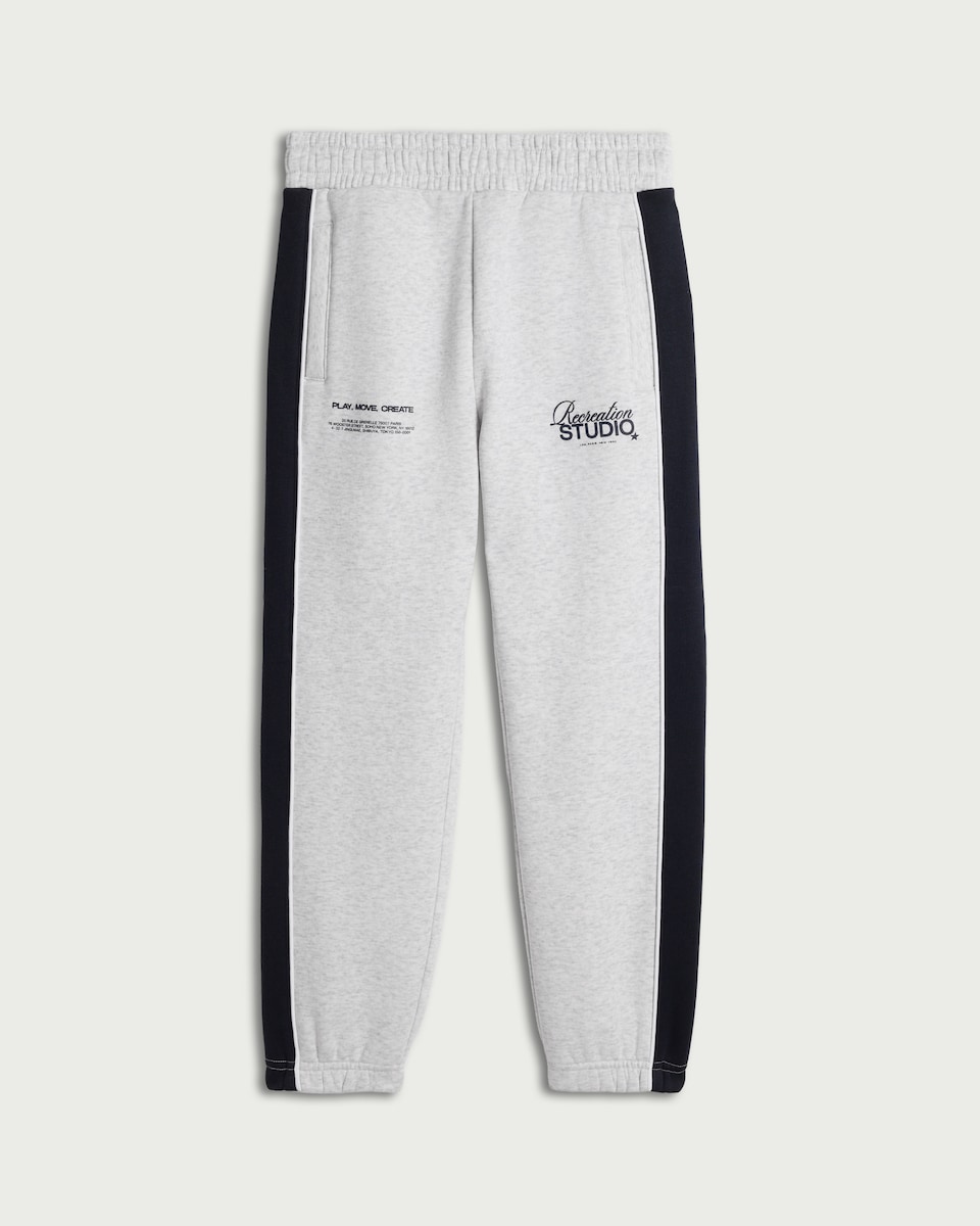 image 1 of F&F Boys Cotton Rich Colour Block Cuffed Joggers in Grey Marl