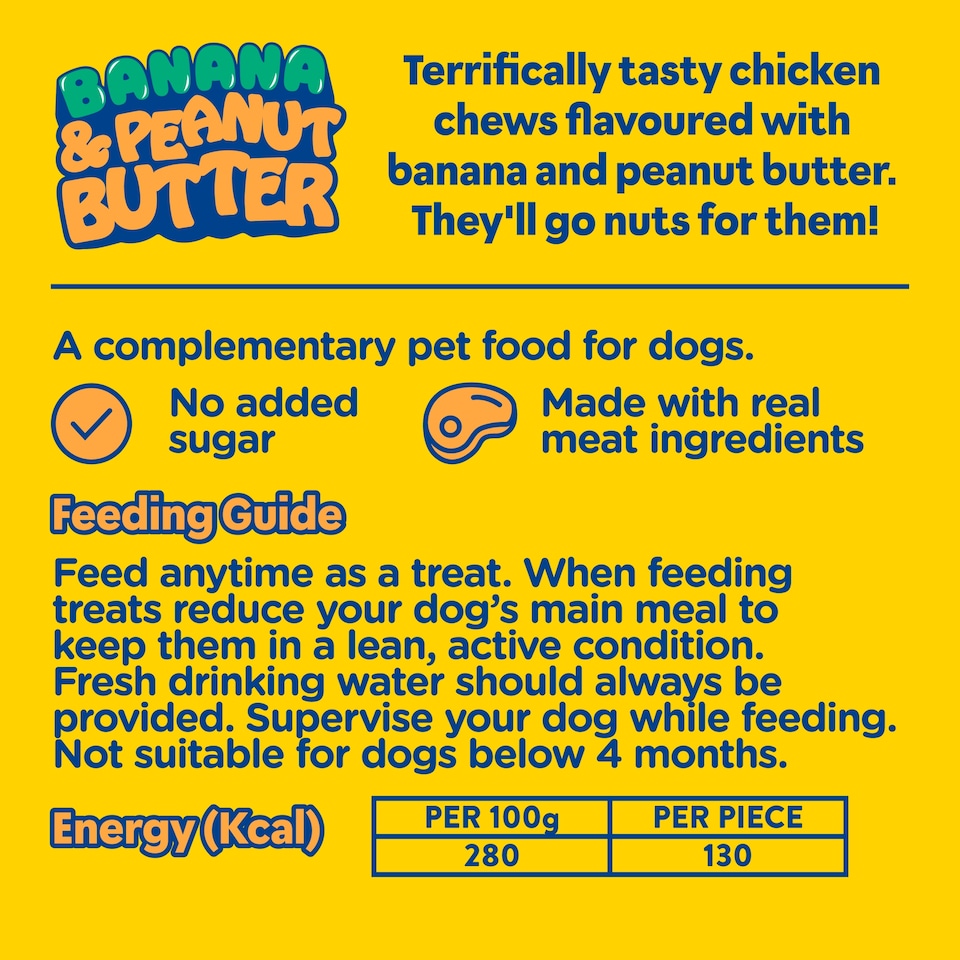 image 1 of Wagg Dog Chews Banana & Peanut Butter Bars 140g