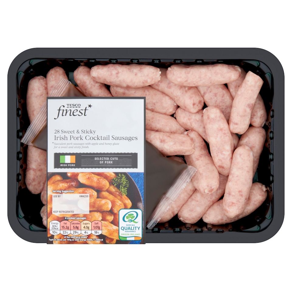 Tesco Finest 28 Sweet & Sticky Irish Pork Cocktail Sausages 554g