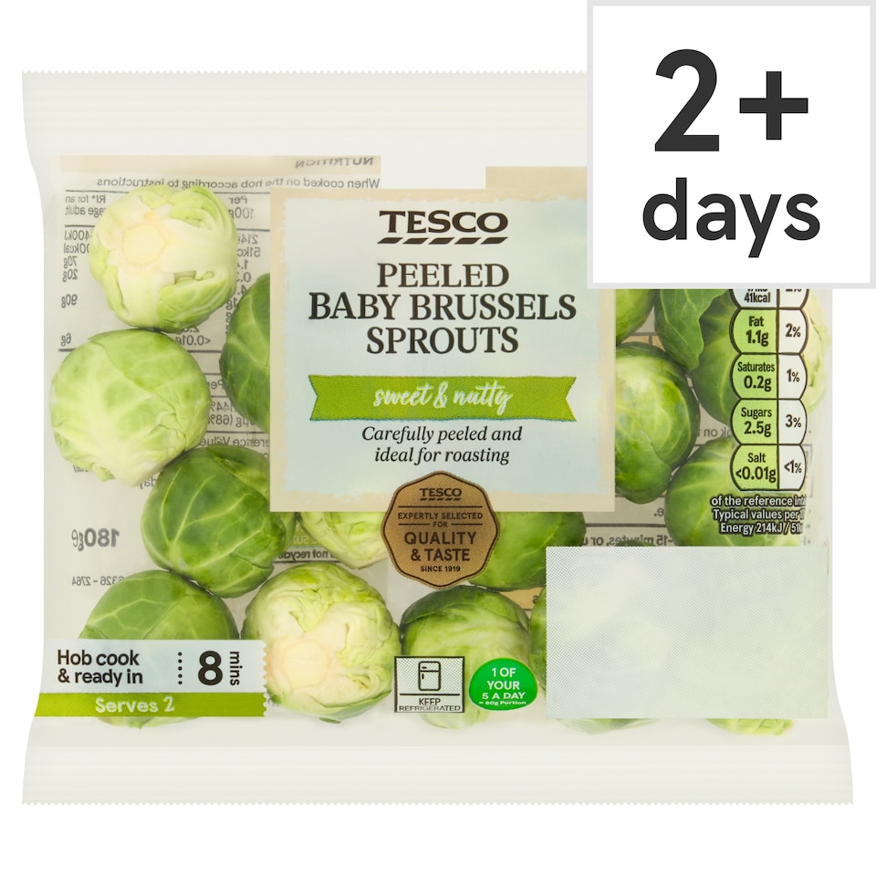 Tesco Peeled Baby Brussels Sprouts 180G