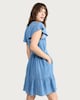 image 3 of F&F Pure Lyocell Button Front Tie Waist Mini Dress in Blue