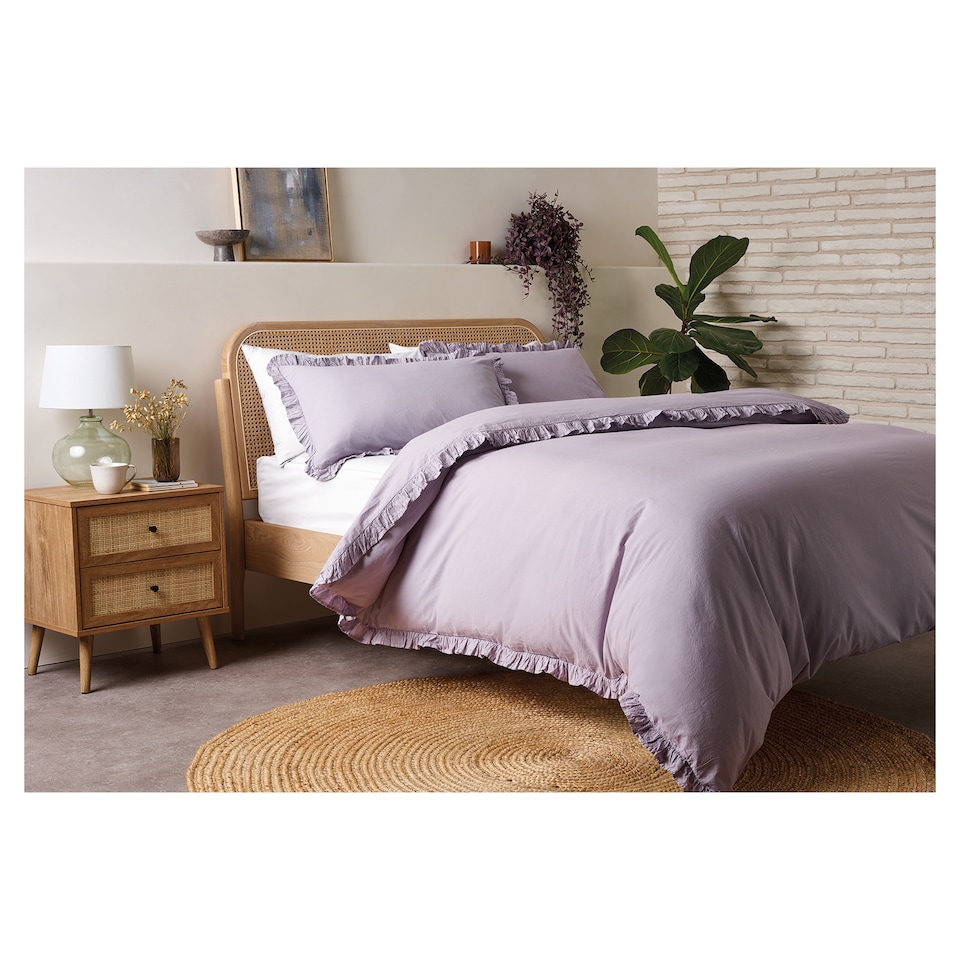 F&F Home Lilac Washed Cotton Duvet Set King