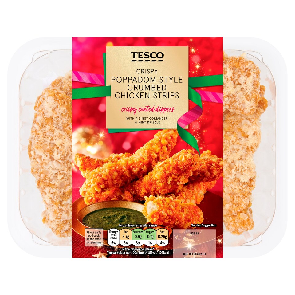 Tesco Poppadom Style Crumbed Chicken Strips 250g