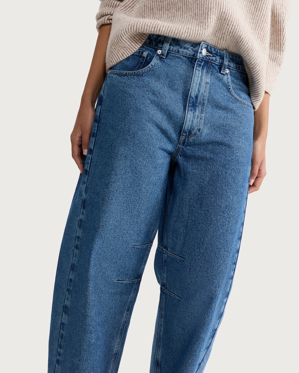 image 1 of F&F Barrel Leg Jeans in Navy